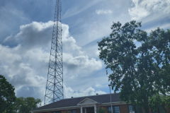 WVAS station building with radio tower